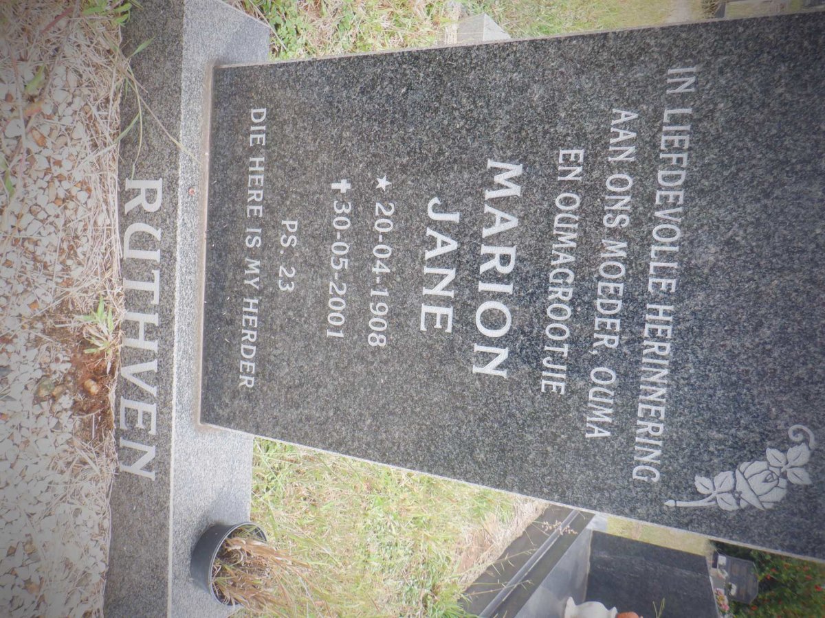 RUTHVEN Marion Jane 1908-2001