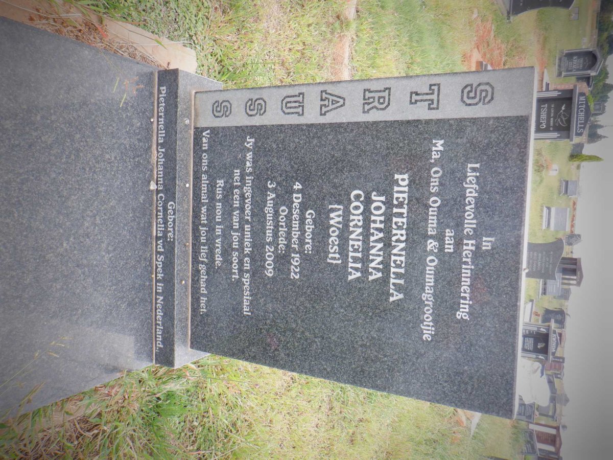 STRAUSS Pieternella Johanna Cornelia nee WOEST 1922-2009