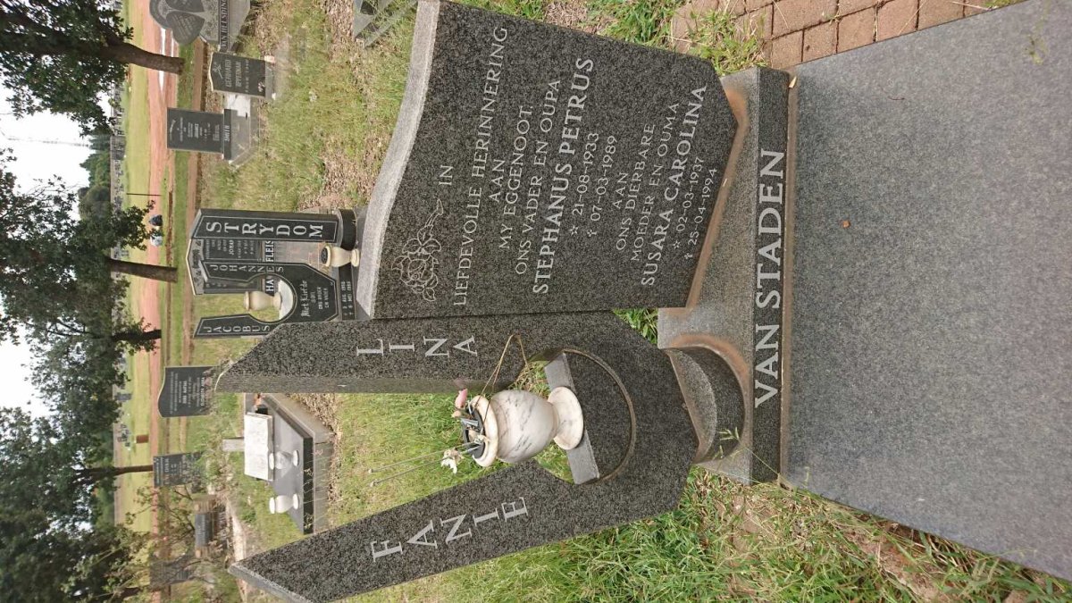 STADEN Stephanus Petrus, van 1933-1989 &amp; Susara Carolina 1937-1994