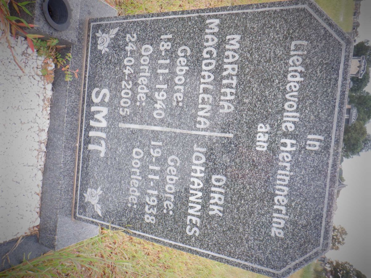 SMIT Dirk Johannes 1938- &amp; Martha Magdalena 1940-2005