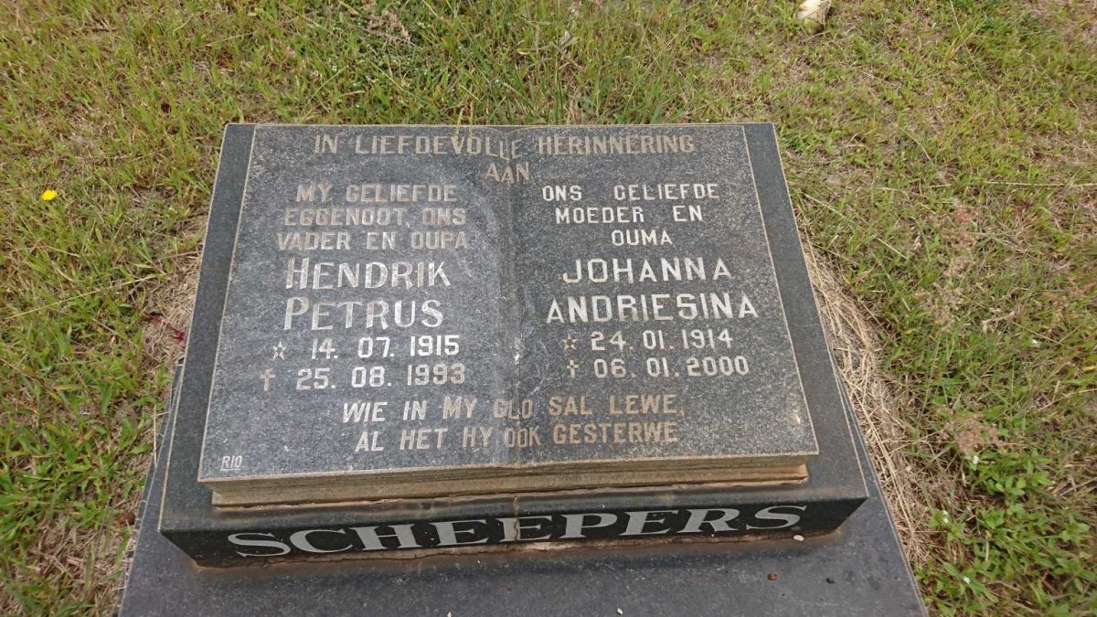 SCHEEPERS Hendrik Petrus 1915-1993 &amp; Johanna Andriesina 1914-2000