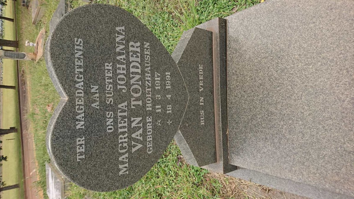 TONDER Magrieta Johanna, van nee HOLTZHAUSEN 1917-1991