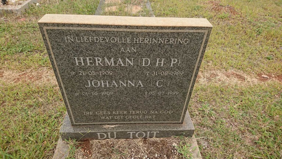 TOIT Herman, du 1909-1989 &amp; Johanna 1909-1999