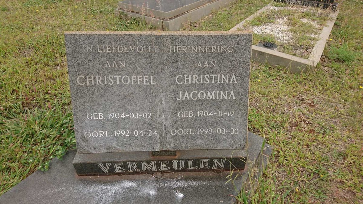 VERMEULEN Christoffel 1904-1992 &amp; Christina Jacomina 1904-1998