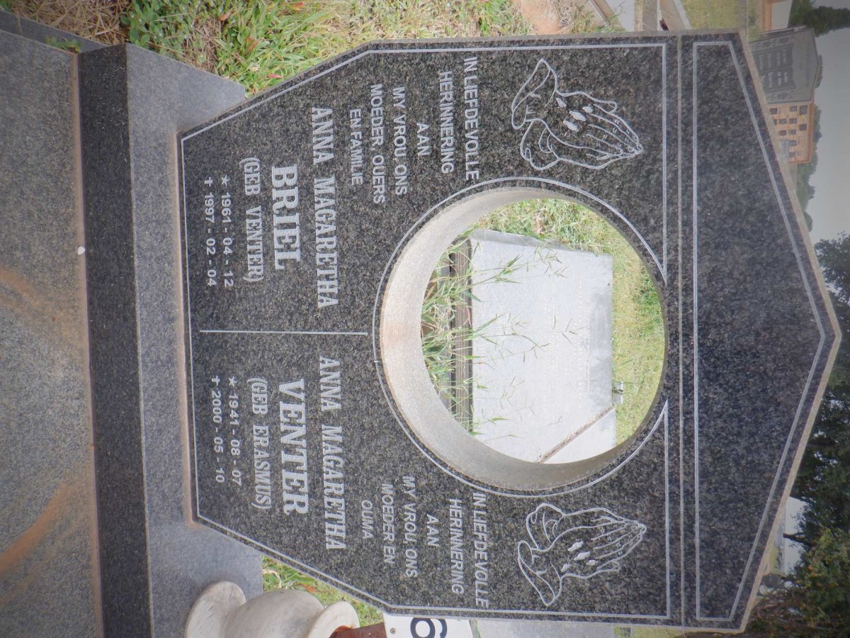 VENTER Anna Magaretha nee ERASMUS 1941-2000 :: BRIEL Anna Magaretha nee VENTER 1961-1997