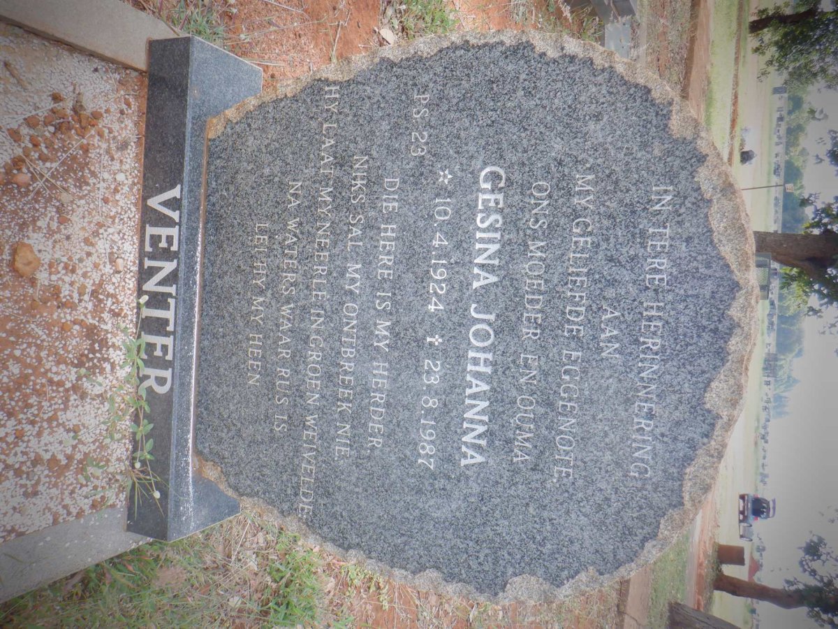 VENTER Gesina Johanna 1924-1987