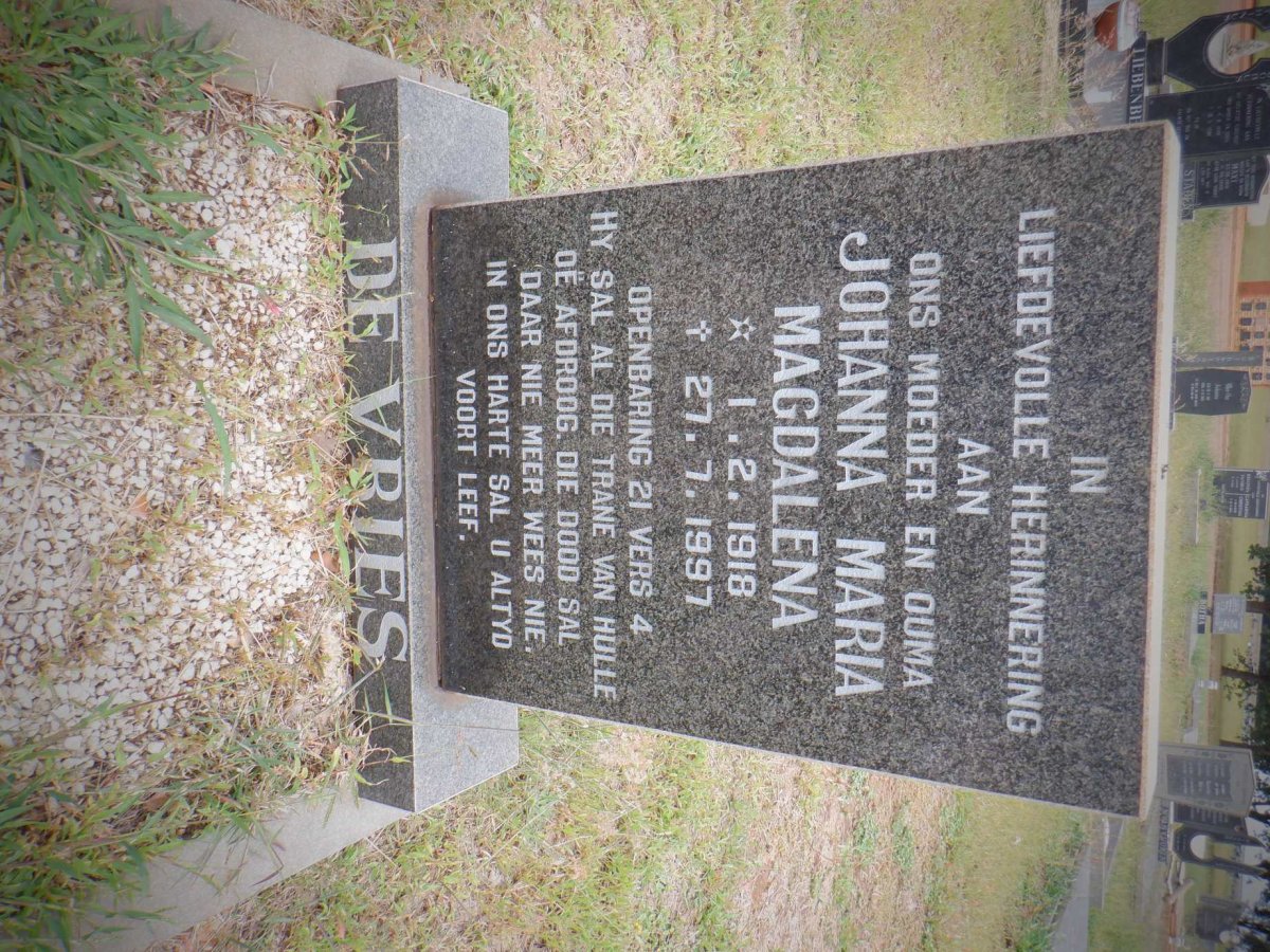 VRIES Johanna Maria Magdalena, de 1918-1997