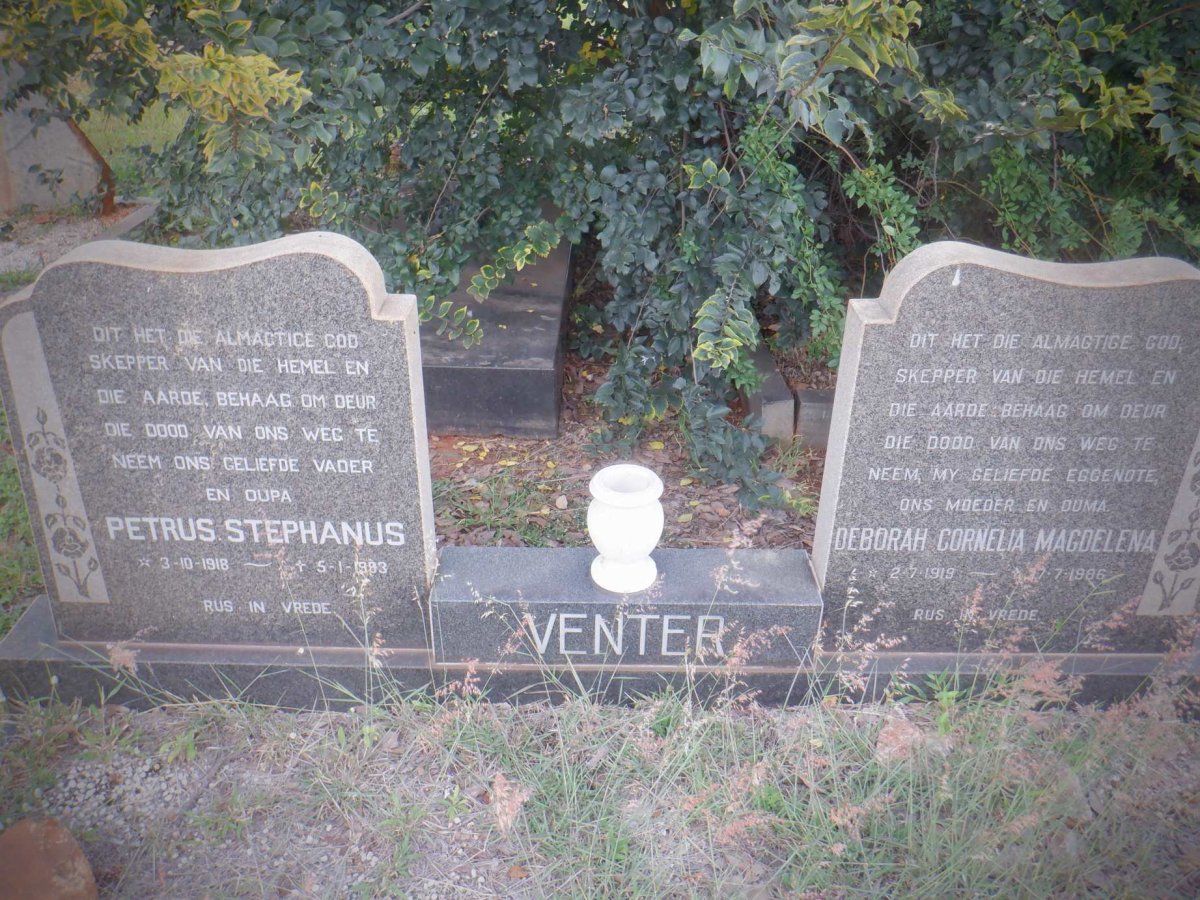VENTER Petrus Stephanus 1918-1993 &amp; Deborah Cornelia Magdalena 1919-1986