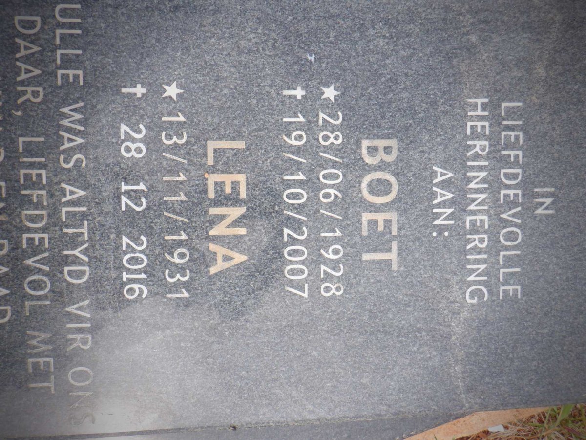 VILJOEN Boet 1928-2007 &amp; Lena 1931-2016