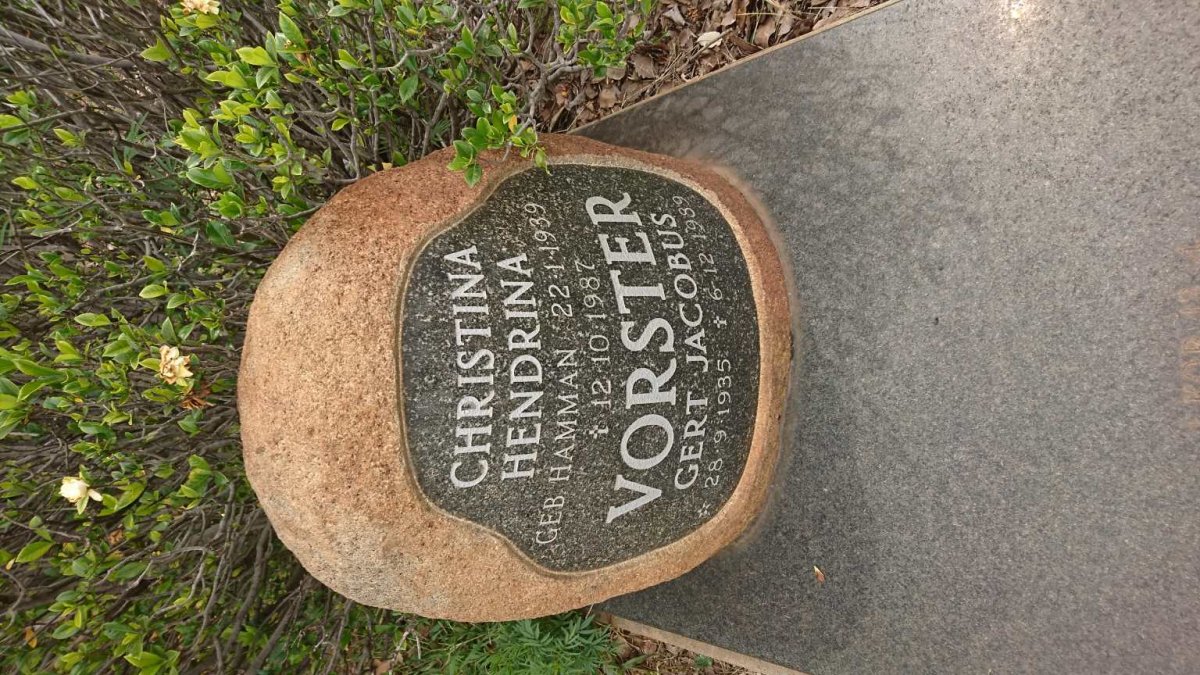 VORSTER Gert Jacobus 1935-1989 &amp; Christina Hendrina HAMMAN 1939-1987
