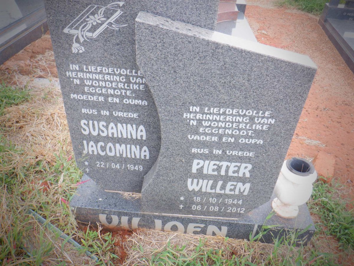 VILJOEN Pieter Willem 1944-2012 &amp; Susanna Jacomina 1949-