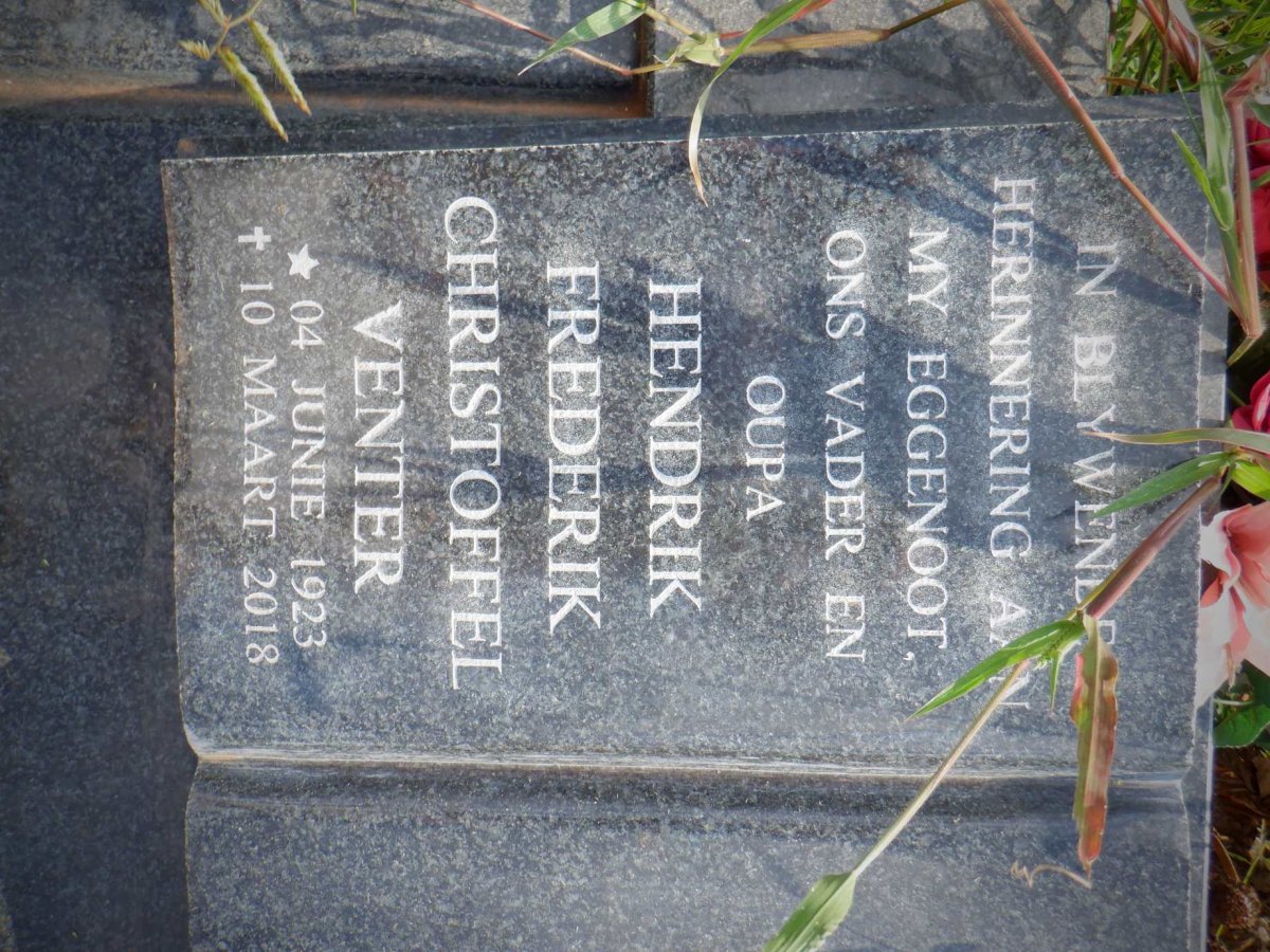 VENTER Hendrik Frederik Christoffel 1923-2018