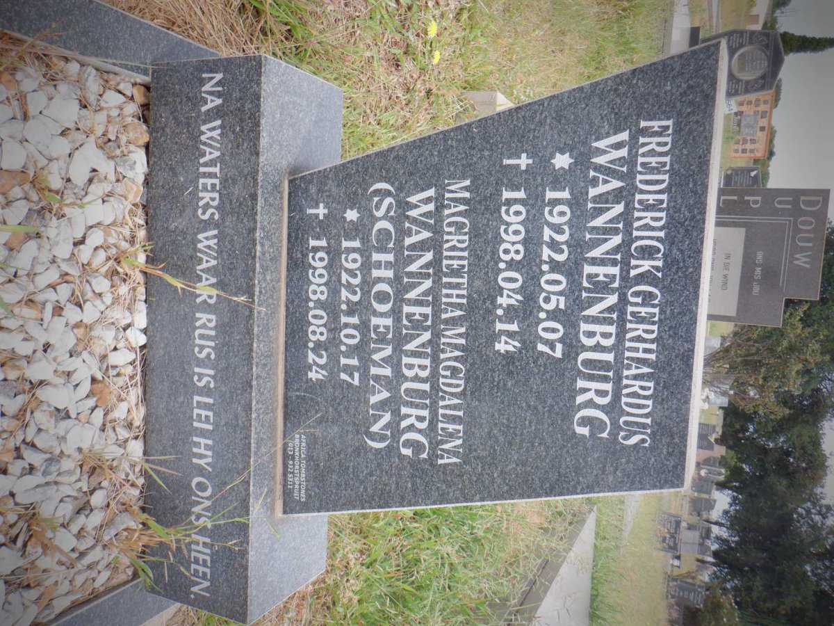 WANNENBURG Frederick Gerhardus 1922-1998 &amp; Magrietha Magdalena SCHOEMAN 1922-1998