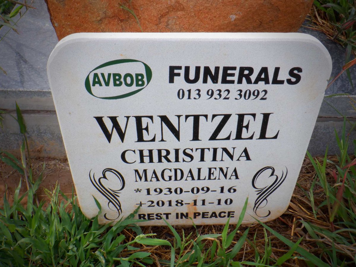 WENTZEL Christina Magdalena 1930-2018