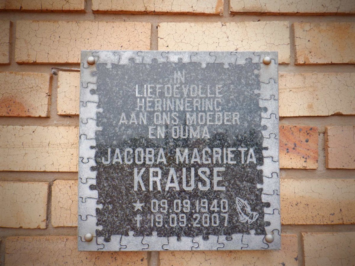 KRAUSE Jacoba Magrieta 1940-2007