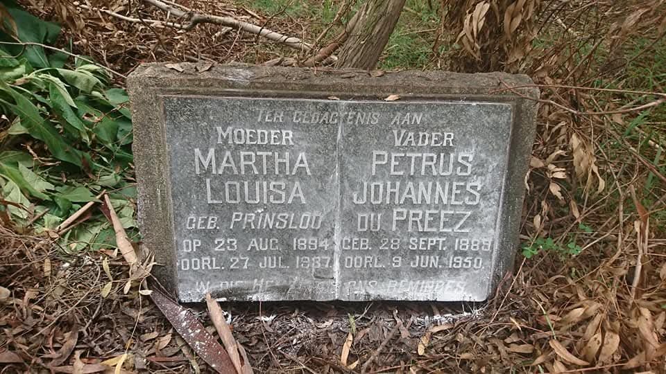 PREEZ Petrus Johannes, du 1889-1950 & Martha Louisa PRINSLOO 1894-1937
