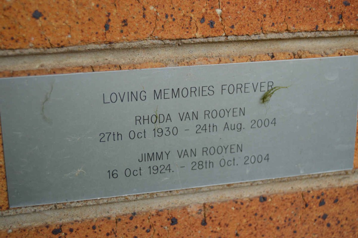 ROOYEN Jimmy, van 1924-2004 &amp; Rhoda 1930-2004