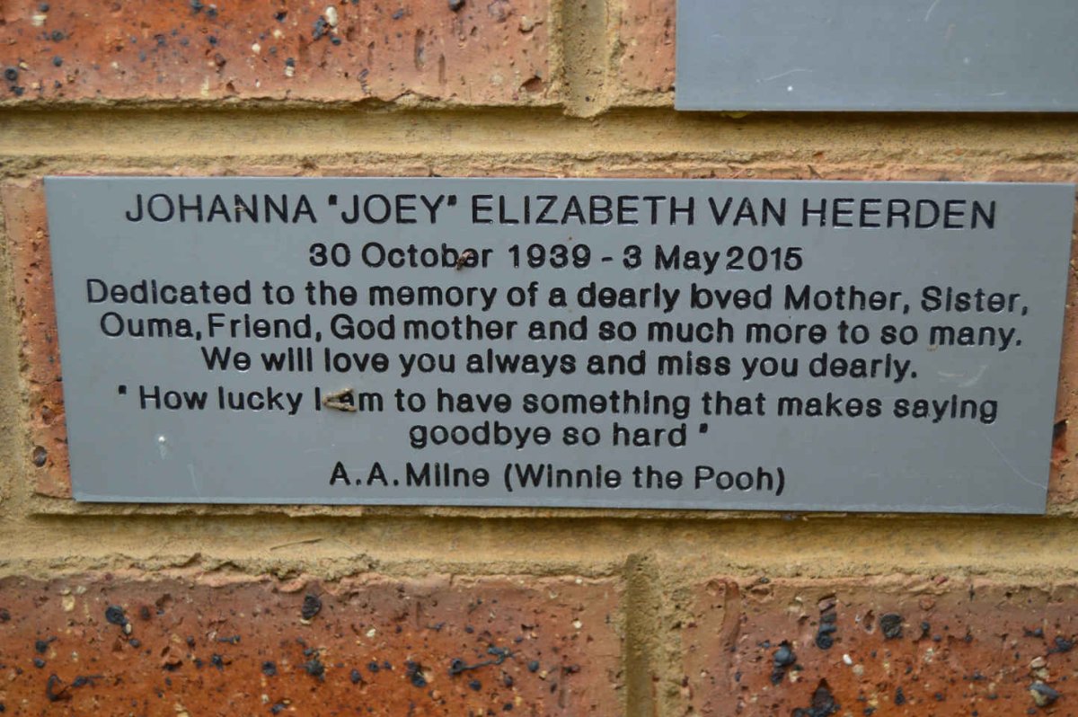 HEERDEN Johanna Elizabeth, van 1939-2015