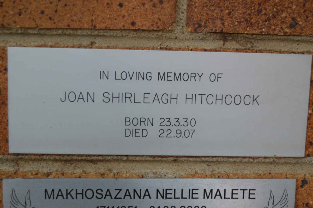 HITCHCOCK Joan Shirleagh 1930-2007