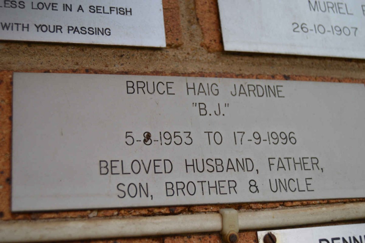 JARDINE Bruce Haig 1953-1996