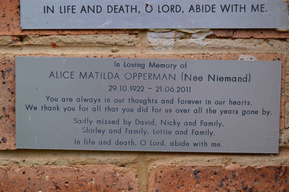 OPPERMAN Alice Matilda nee NIEMAND 1922-2011