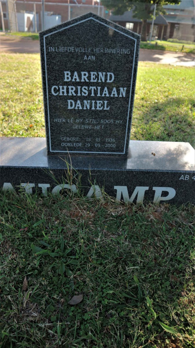 AUCAMP Barend Christiaan Daniel 1936-2000