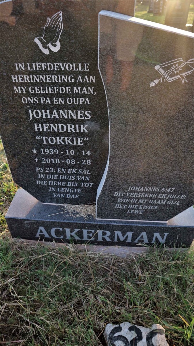 ACKERMAN Johannes Hendrik 1939-2018