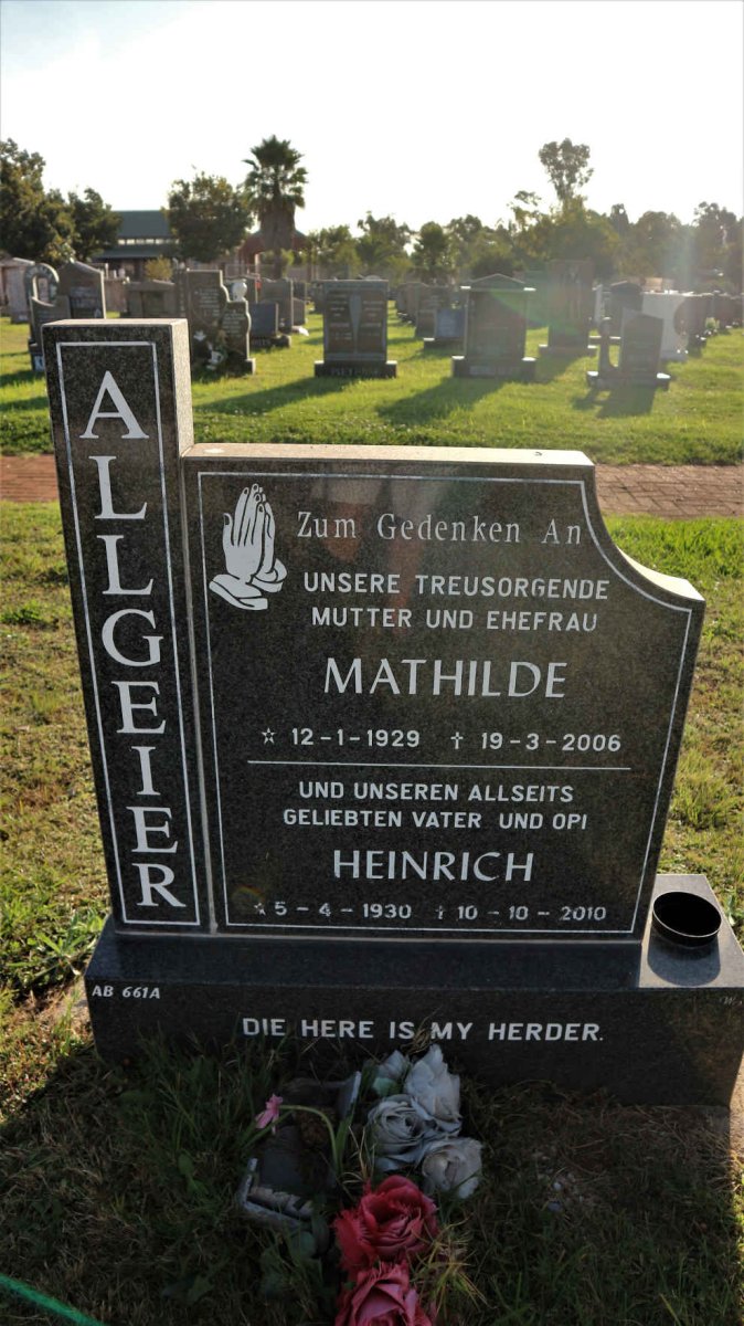 ALLGEIER Heinrich 1930-2010 &amp; Mathilde 1929-2006