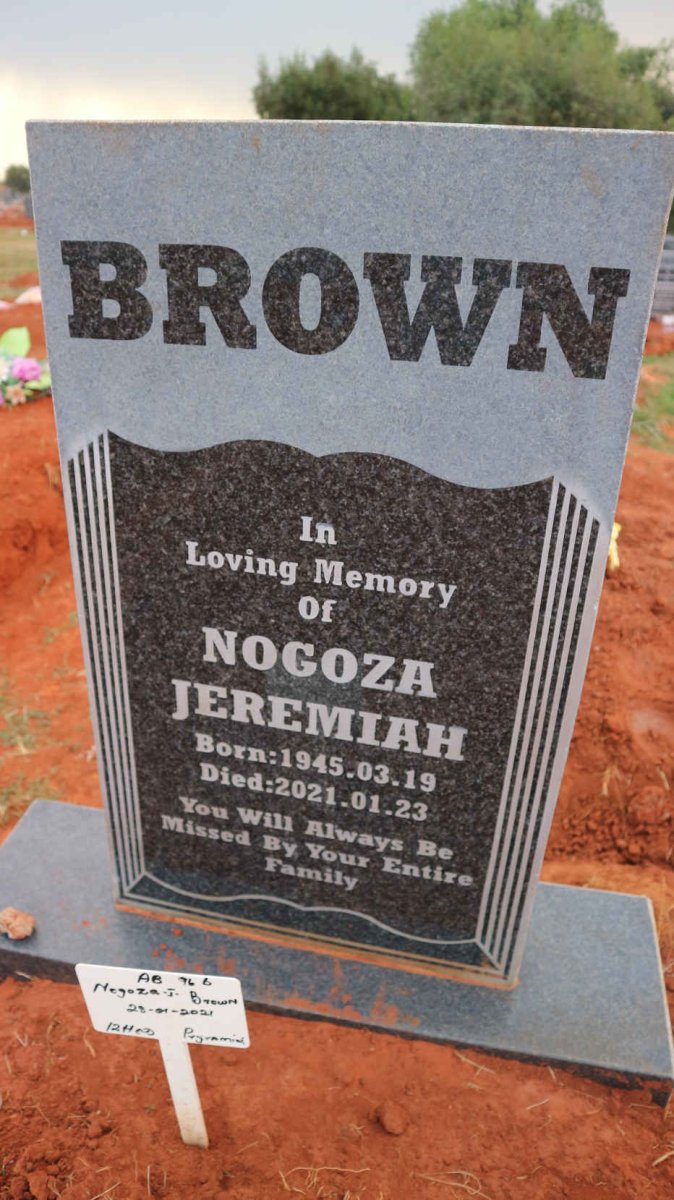 BROWN Nogoza Jeremiah 1945-2021