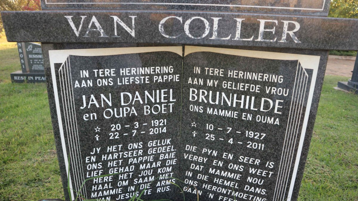 COLLER Jan Daniel, van 1921-2014 &amp; Brunhilde 1927-2011