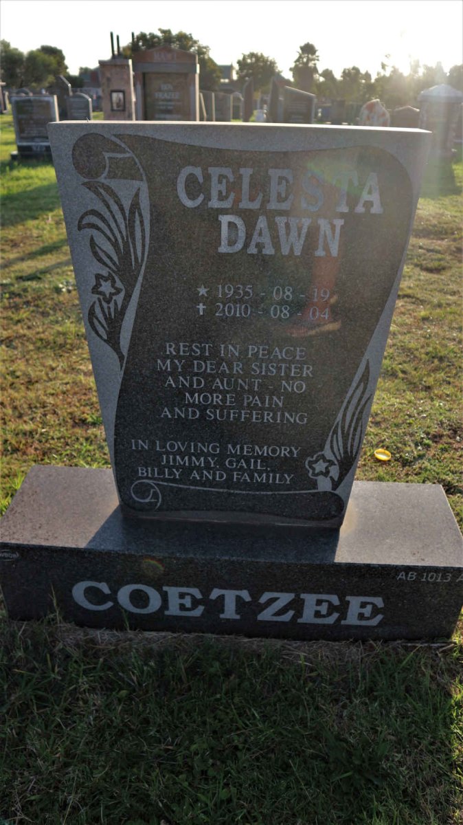 COETZEE Celesta Dawn 1935-2010