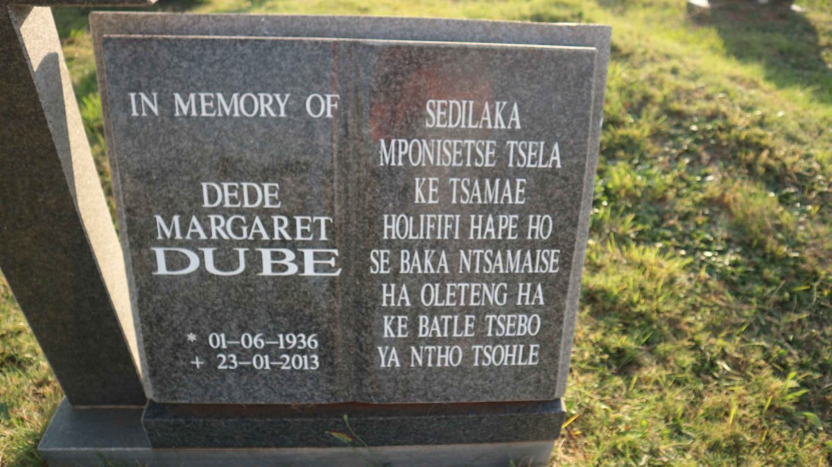 DUBE Dede Margaret 1936-2013