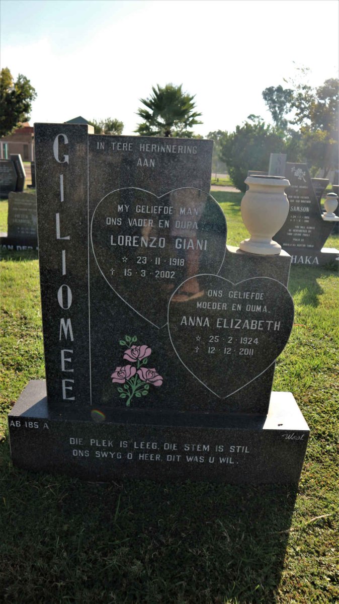 GILIOMEE Lorenzo Giana 1918-2002 &amp; Anna Elizabeth 1924-2011