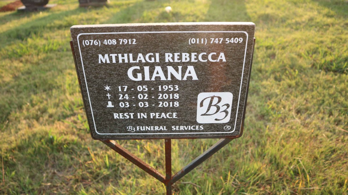 GIANA Mthlagi Rebecca 1953-2018