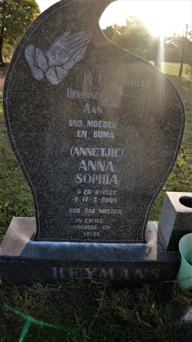 HEYMANS Anna Sophia 1922-2009