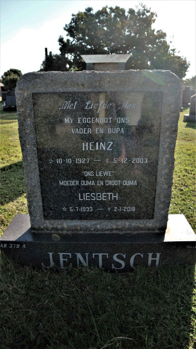 JENTSCH Heinz 1927-2003 &amp; Liesbeth 1933-2018