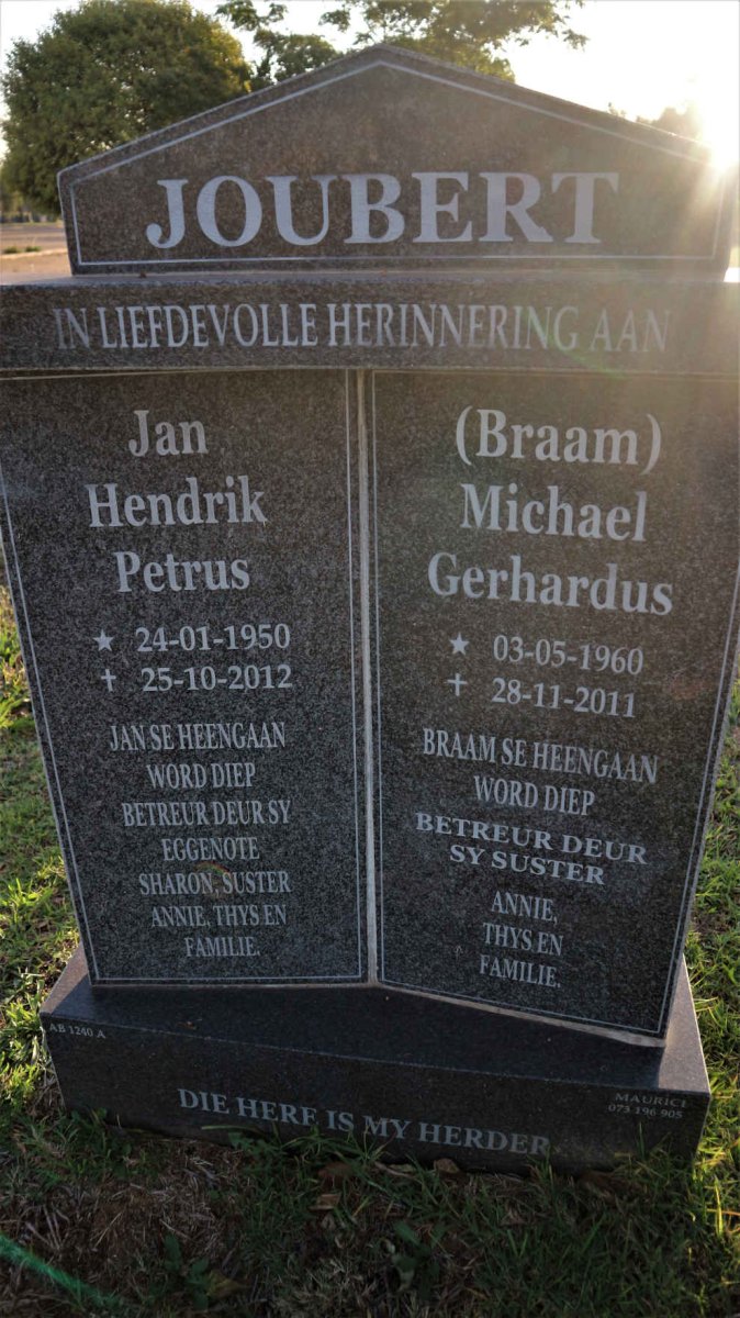 JOUBERT Jan Hendrik Petrus 1950-2012 :: JOUBERT Michael Gerhardus 1960-2011