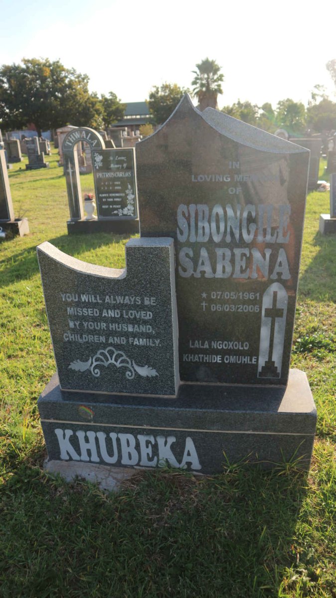 KHUBEKA Sibongill Sabena 1961-2006