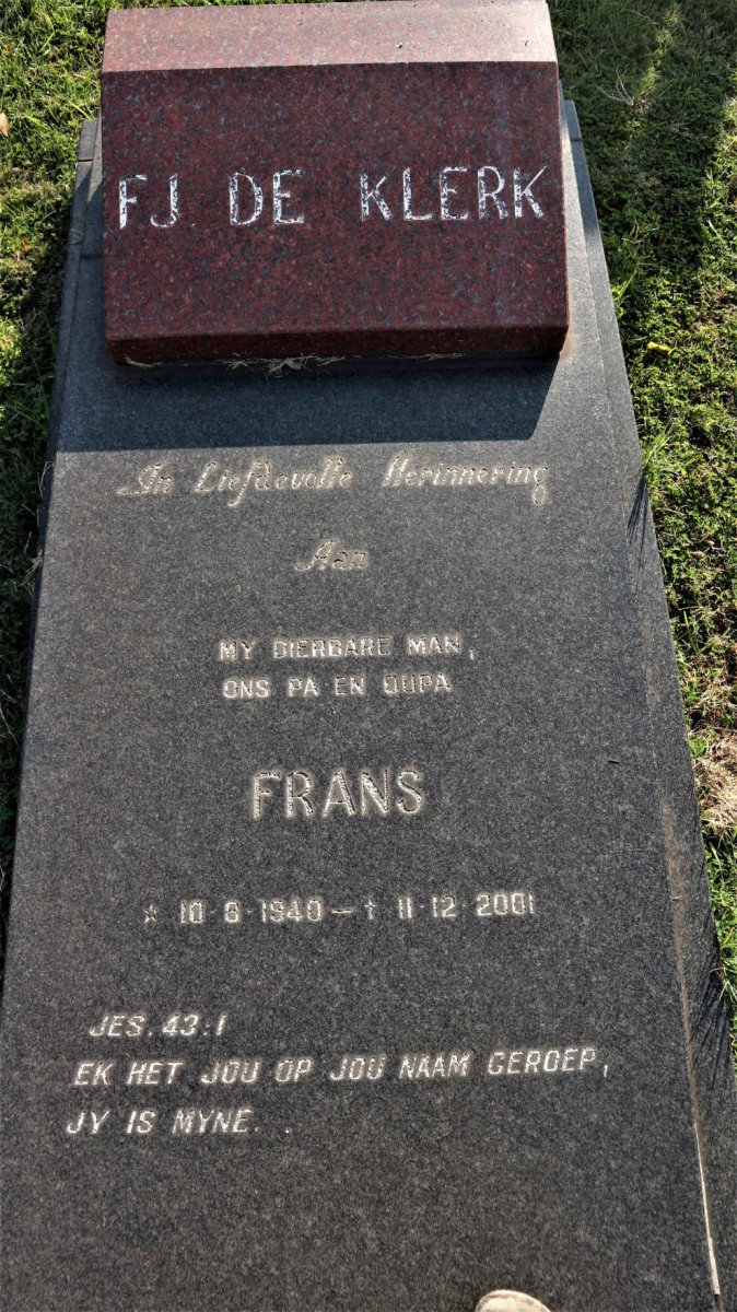 KLERK F.J., de 1940-2001