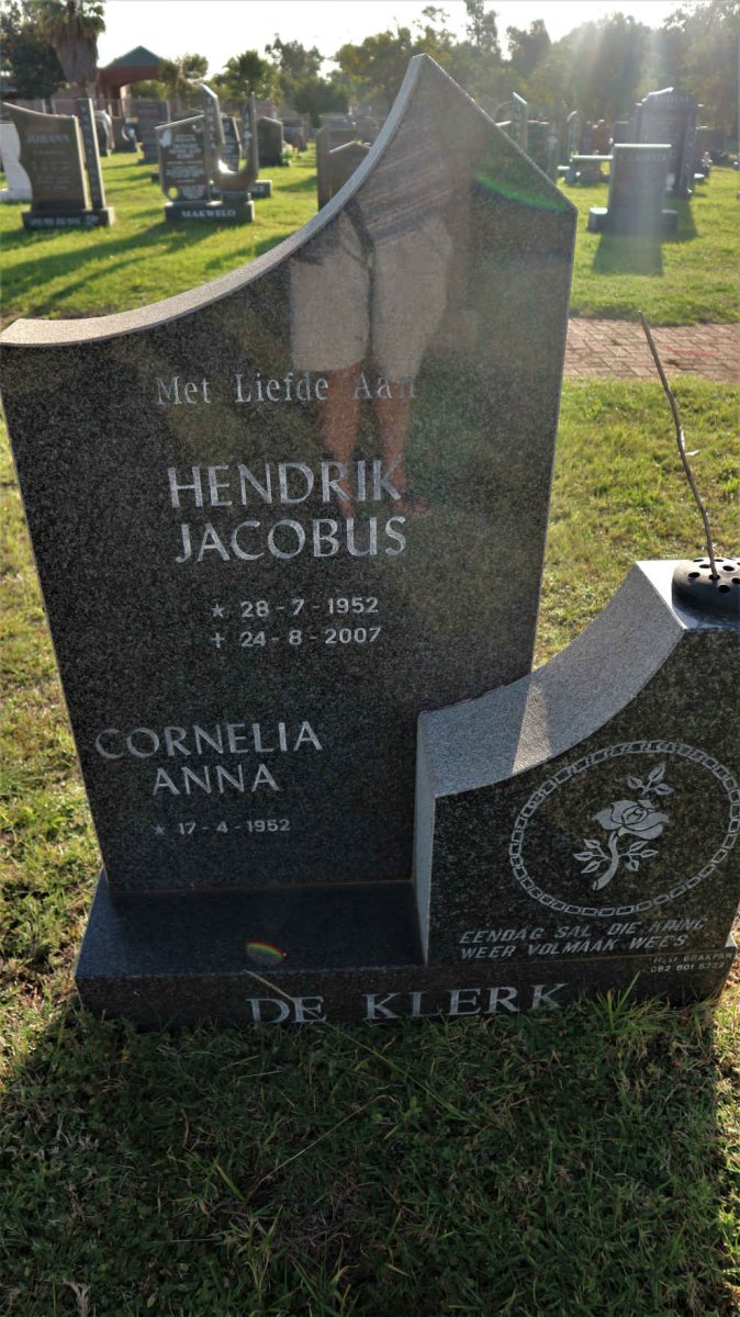 KLERK Hendrik Jacobus, de 1952-2007 &amp; Cornelia Anna 1952-