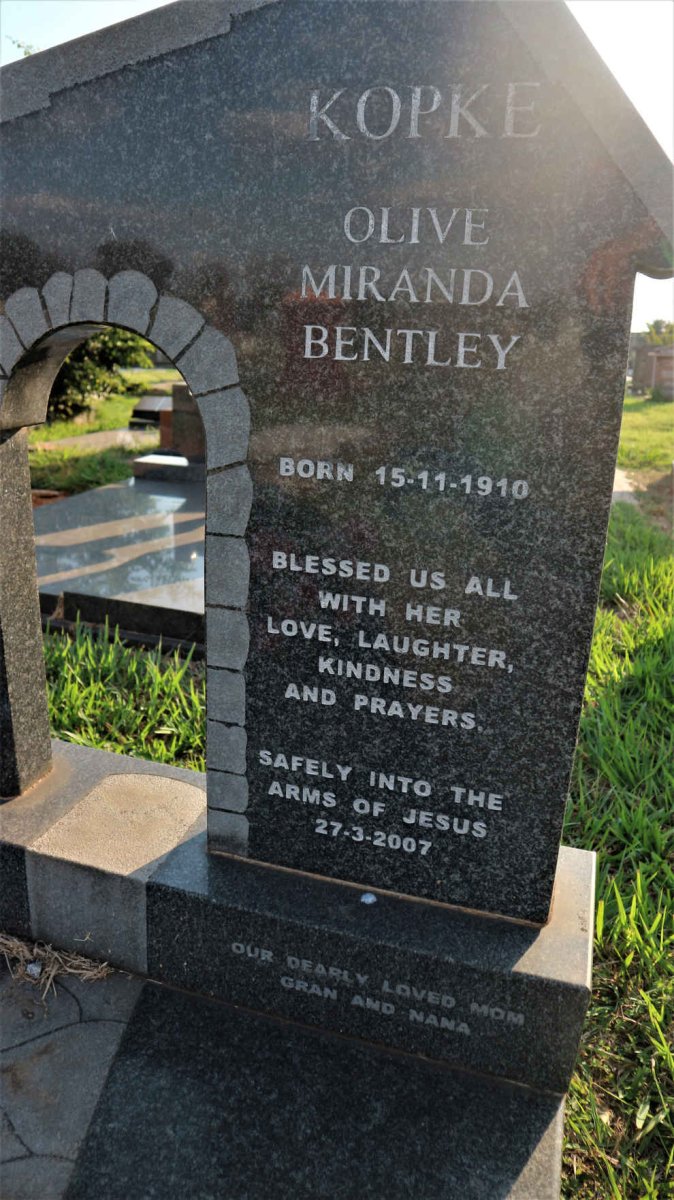 KOPKE Olive Miranda Bentley 1910-2007