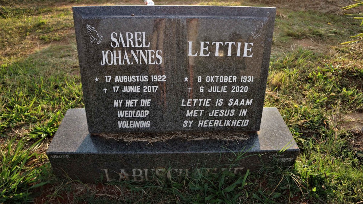 LABUSCHAGNE Sarel Johannes 1922-2017 &amp; Lettie 1931-2020