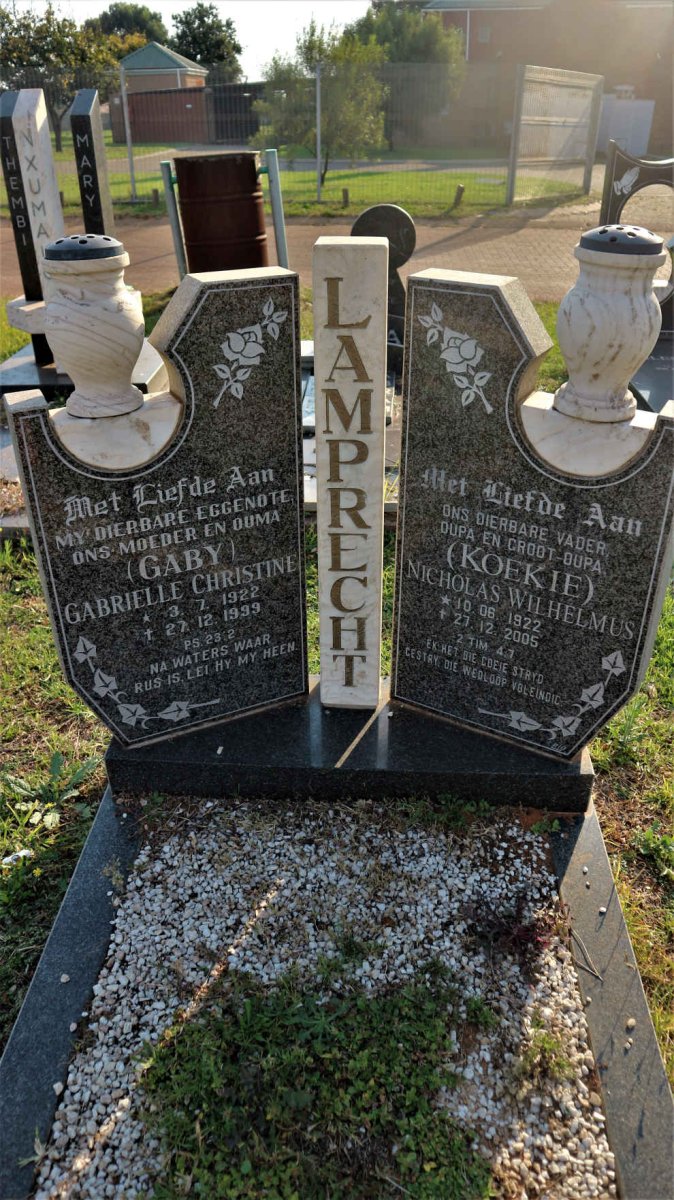 LAMPRECHT Nicholas Wilhelmus 1922-2005 &amp; Gabrielle Christine 1922-1999