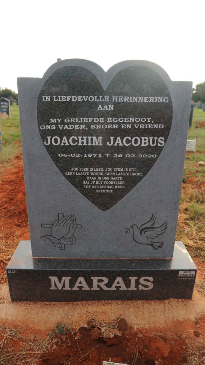 MARAIS Joachim Jacobus 1971-2020