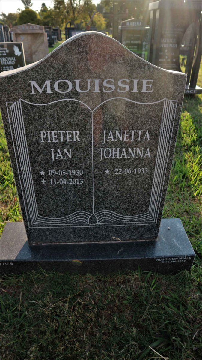 MOUISSIE Pieter Jan 1930-2013 &amp; Janetta Johanna 1933-