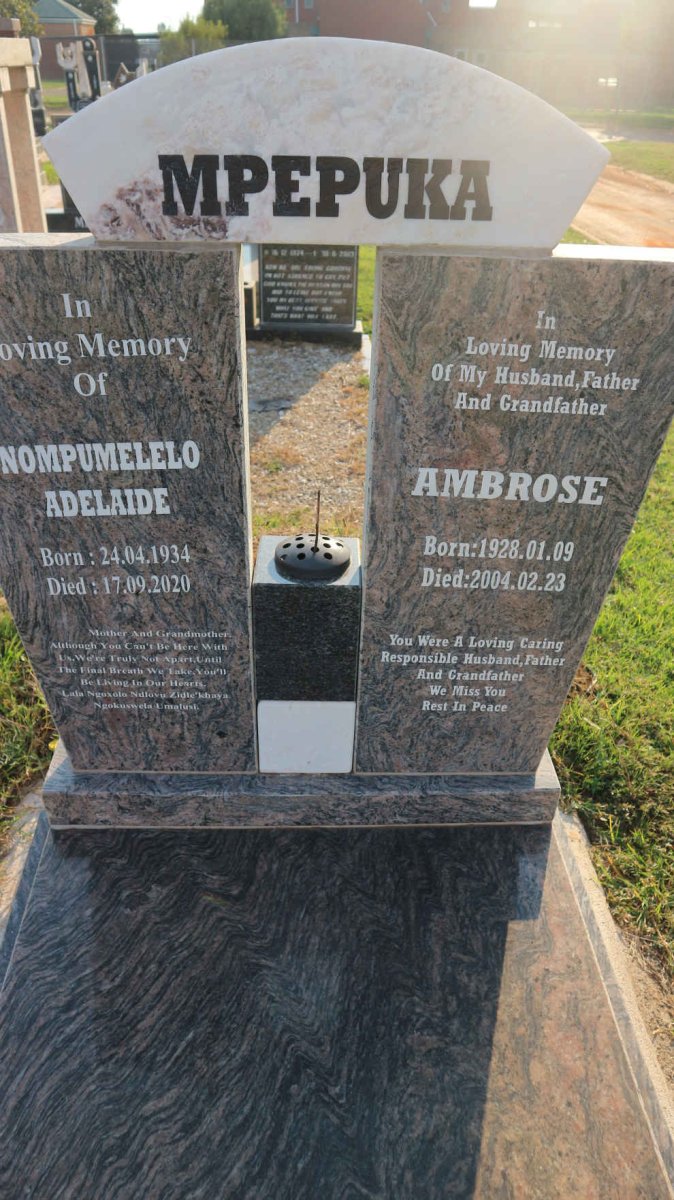 MPEPUKA Ambrose 1928-2004 &amp; Nompumelelo Adelaide 1934-2020