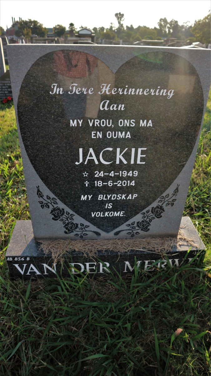 MERWE Jackie, van der 1949-2014