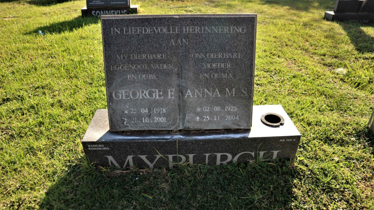 MYBURGH George E. 1918-2001 &amp; Anna M.S. 1925-2004