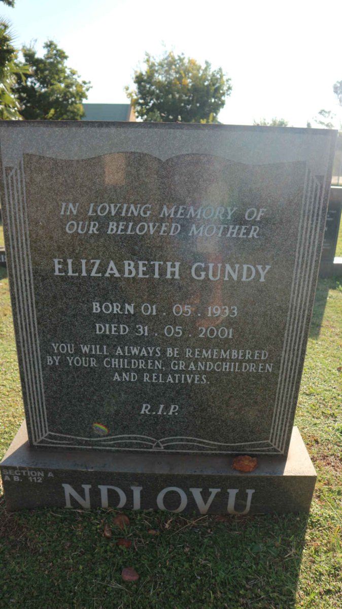 NDLOVU Elizabeth Gundy 1933-2001