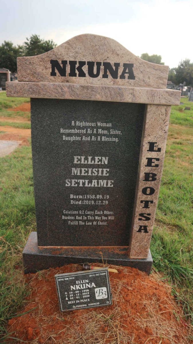 NKUNA Ellen Meisie Setlame 1958-2019